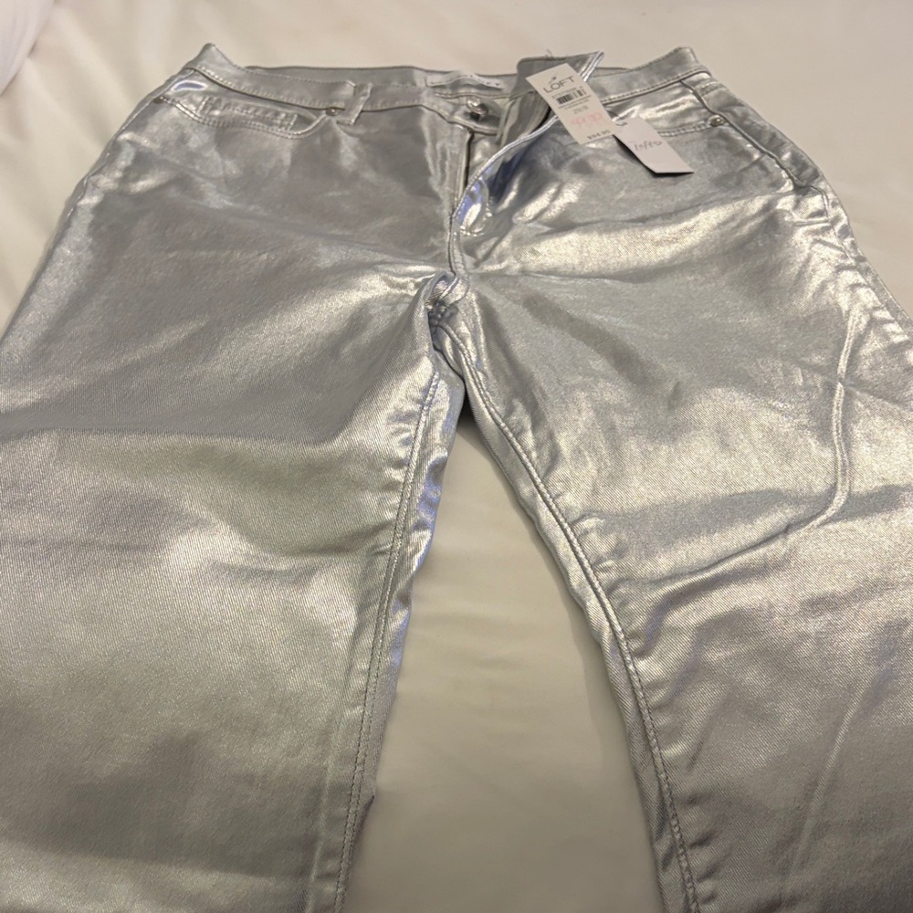 LOFT Shimmering Silver Trousers